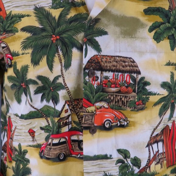 Retro Hawaiian Shirt - RJC - Surfboards and VW Beetles - Men's Medium - Picture 3 of 11